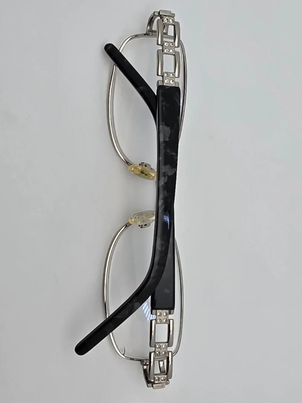 Tura TE202 Silver Black Tortoise Rhinestone Eyeglasses Frame Japan 54-17-135
